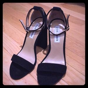 Black suede heeled sandals